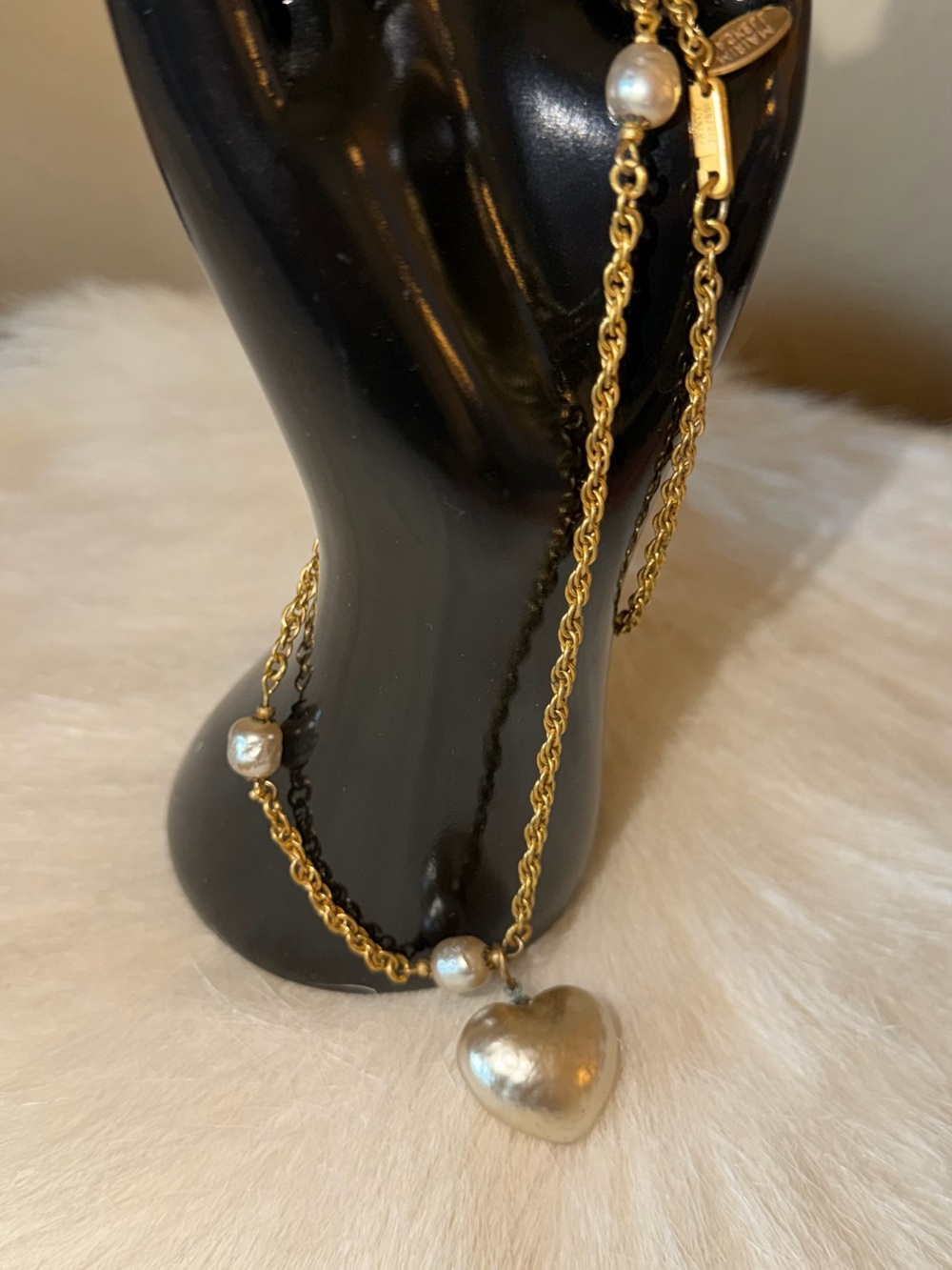 Miriam Haskell Vintage Rare baroque heart Shape Pearl Necklace